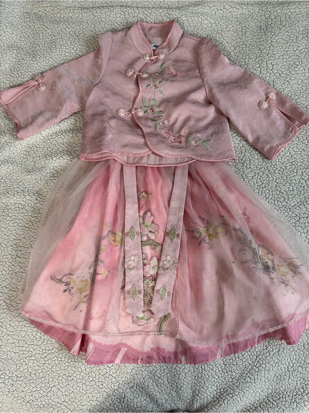 Girls Pink Embroidered Traditional Dress Set